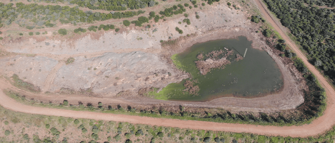 Arial shot of solar farm from the back of solar panels